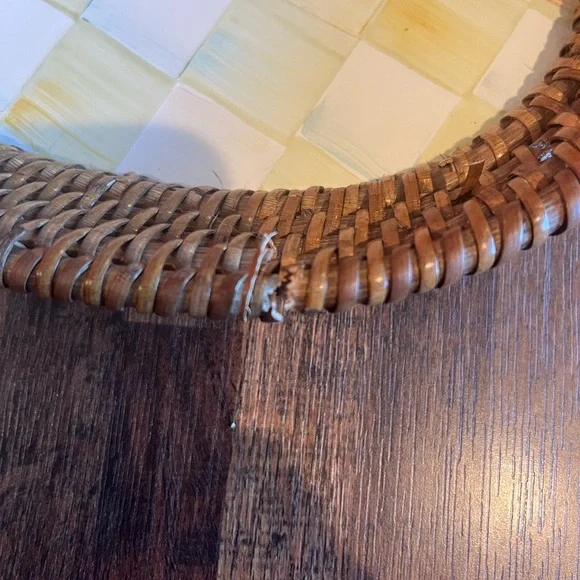 Mackenzie-Childs Woven Basket with Checkered Ceramic Base - Picture 3 of 8